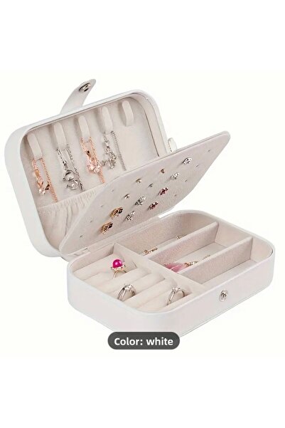 tones official Голяма бяла кожена кутия за бижута/чанта за бижута/органайзер/...