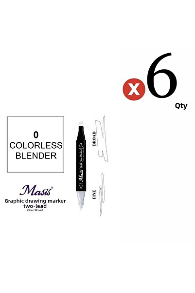 Masis Twin Dual Tip Marker Pen 0 Colorless Blender 6 Pieces Set