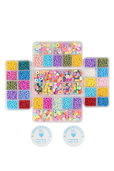 Egem aksesuar مجموعة من 5 قطع من بلاستيك الأكريليك الرملي وخرز على شكل فيمو ف...