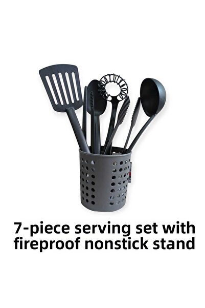ARMESE Fireproof 7-Piece Kitchen Serving Set (Spoke, Beater, Tongs, Tweezers, Spatula, Spoon 28cm)