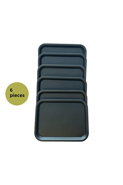 ray plastik 6 Pieces Unbreakable Black Serving Tray