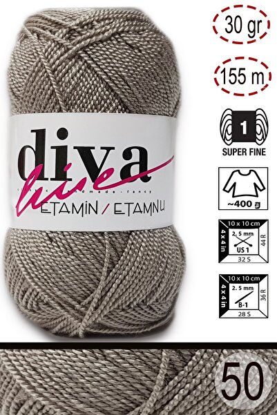 Diva İplik Diva Line Diva Etamin Business Orlon 50 Σκούρο Μπεζ