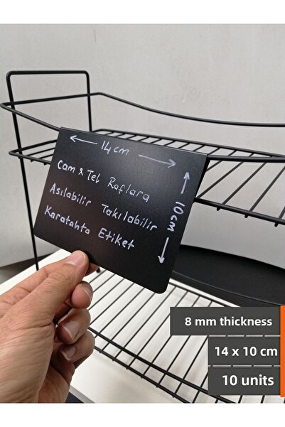 Şeffaf Etiket Tablă neagră ștergabilă - 10 bucăți de inserții de agățat de 14x10 cm, grosime de 8 mm