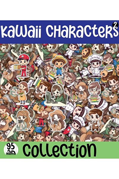 cakaybu Set de 95 de autocolante cu tematică Kawaii Charakters (Personaje) pe...