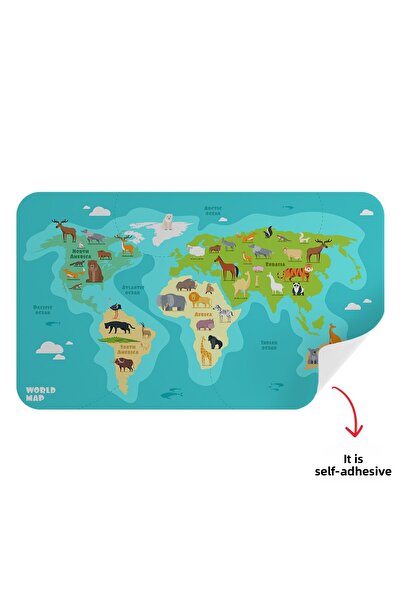 Harita Sepeti Educational World Map World Atlas Children's and Baby's Room Wall Sticker-3784
