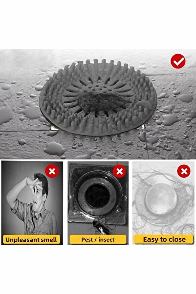 BEYZANA Sink and Bathtub Plug with Silicone Strainer - Round Stopper Bathroom Rack