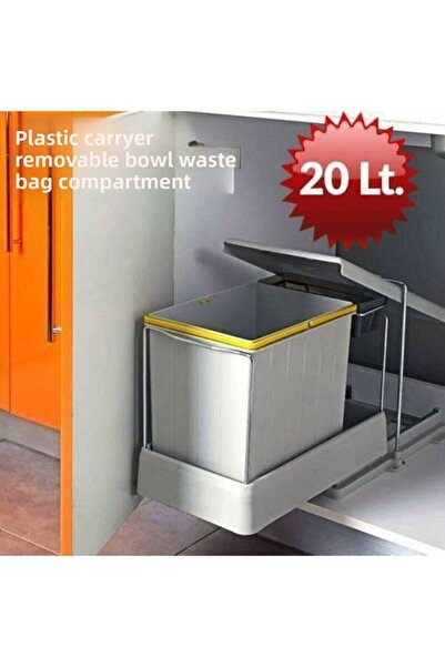almital mobilya aksesuarları furniture accessories Pelikan Plastic Trash Can with Rail 21500 20 1 Liter
