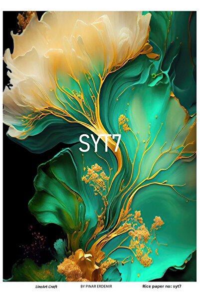 LİNEART 30X42Cm Brass Decopage Paper - Soyut7