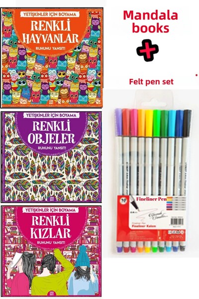 GÖNÜL YAYINCILIK Spirit 3-Piece Mandala Therapy Set - Reflection and Felted Pen