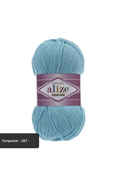 Alize خيط الحياكة اليدوي من القطن الذهبي Amigurumi خيط الحياكة 100 جرام رمز اللون-287-فيروزي-