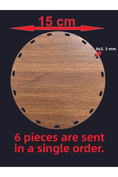 ASUDE HEDİYELİK Дървена орехова 15 см 6 бр. Бамбукова тава Плетена тава Супла...