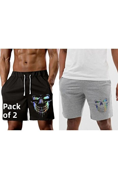 DAXİS Sportwear Company Set de 2 pantaloni scurți cu imprimeu cu craniu negru...
