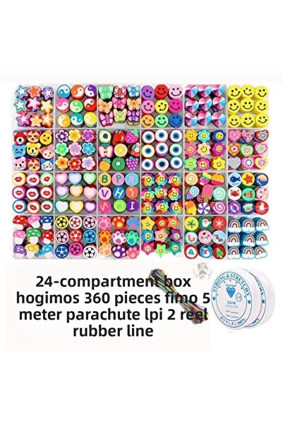Hobimos 24 Types Total 360 Pieces Fimo Bead Set in 24 Compartments Box - Jewe...
