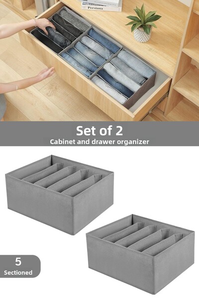 Meleni Home Οργανωτής συρταριών 2 τεμαχίων 5 διαμερισμάτων, οργάνωση πλυντηρί...