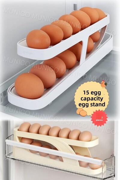 Gaggani 2 Pcs Automatic Egg Storage Box - Double Layer & Slide Organizer Rack