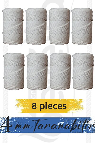 Bevella Macrame Cord Snur de macrame Ecru de 4 mm - 250 gr Bumbac Single Twis...