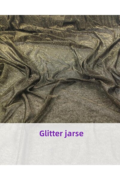 Kumaş Parça Λεπτό ζέρσεϊ σε μαύρα χρώματα χρυσού Πλάτος: 140