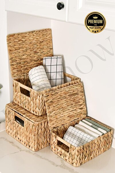 NEWNOW Coș de răchită de 3 dimensiuni - Organizator de răchită din 3 piese cu...