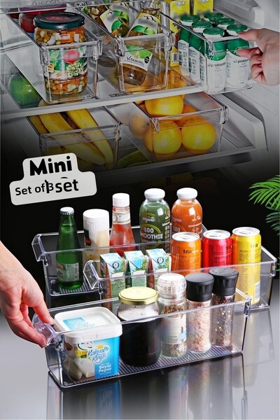 Nandy Home Mini Tall Clear frigider și dulap organizator 3 buc