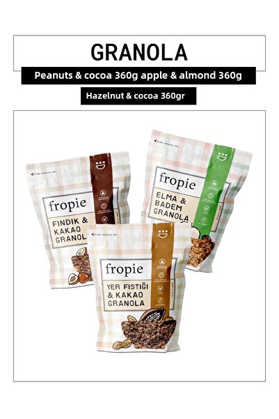 FROPİE Fropie Peanut & Cocoa - Apple & Almond - Hazelnut & Cocoa Granola Set of 3
