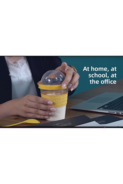 Leony 4 Pieces Snack Food Yogurt Muesli Granola Diet Container with Lid and Spoon - Food Storage Container