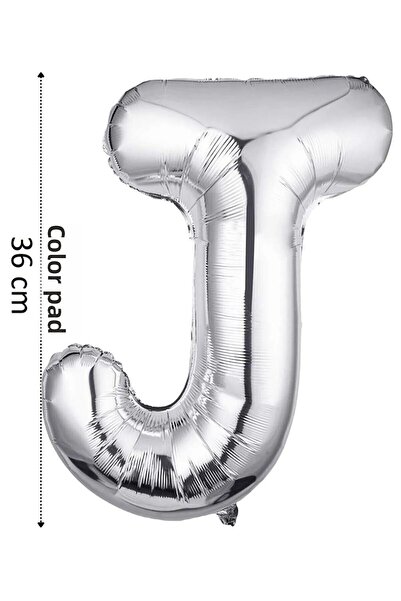 renk party Foil Balloon Letter J Helium Balloon 36 cm Silver Color - Letter J...