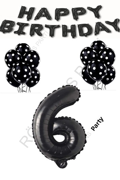 Generic Brand Star Happy Birthday, Black Figure Foil Balloon and Black and Wh...