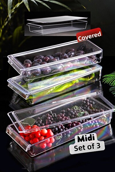 Nandy Home Clamshell Midi New Clear Frigider & Cabinet Organizator Organizator 3 buc
