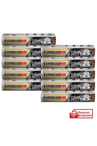 ESPRESSOMM كبسولة قهوة نسبرسو فضية - متوافقة (100 قطعة)