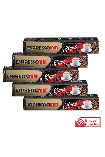 ESPRESSOMM نسبريسو كبسولات القهوة السوداء - 50 قطعة