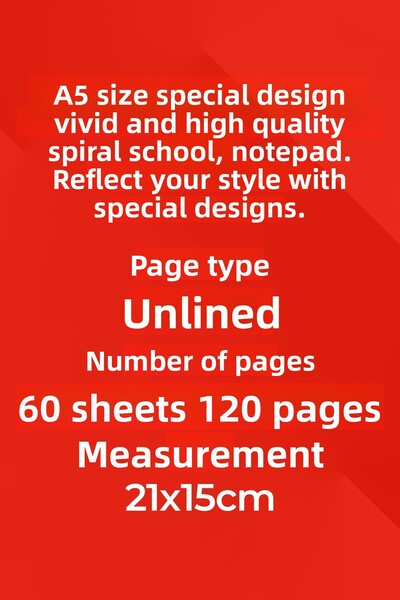 Anime Marketi Retro Aesthetic Design A5 Spiral Hard Cover Notebook 120 Sheets