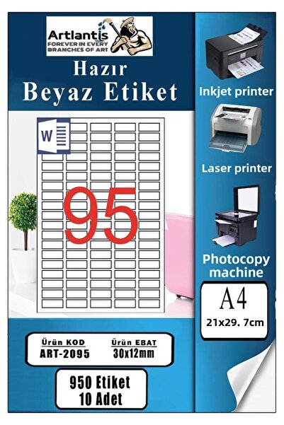 Artlantis Etichetă A4 gata tipărită 30x12 mm 10 coli 1 pachet cu 95 de bucăți...