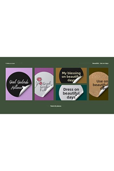 EcoNest 5 Kinds of Stickers - Coated Round Cut, Use for Beautiful Occasions, Total 60 Pieces 3.7cm