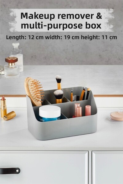 Depa صندوق مكياج رمادي ومنظم مستحضرات التجميل وصندوق متعدد الأغراض