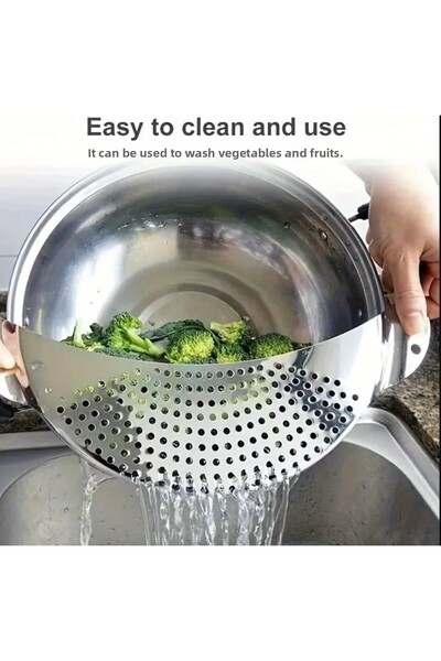 SYNOPE مصفاة وعاء عملية من الفولاذ المقاوم للصدأ، مصفاة فواكه المعكرونة، مصفاة عملية للمقلاة