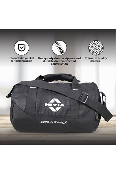 Nivia Beast Gym Bag |black, 15l | Polyester Shoulder Bag With Shoes Compartment | Unisex Fitness Bag