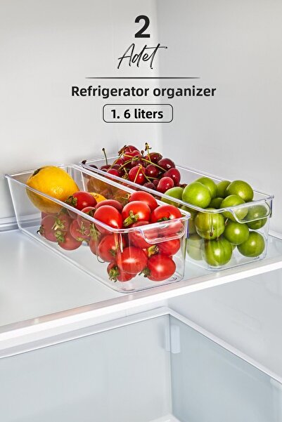 Kitchen Life 2-Piece Refrigerator Organizer 1.6 Lt - Vegetable Fruit Storage Container Organizer