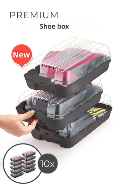 Vienev صندوق أحذية قابل للقفل مكون من 10 قطع