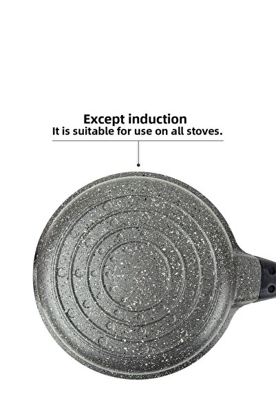 Nehir 3 Piece Gray Aluminum Casting Granite Pan Set