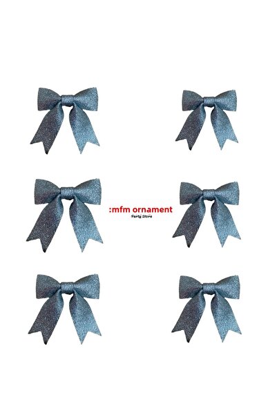 MFM زينة شجرة الصنوبر باللون الرمادي لحفلات رأس السنة الجديدة 6 قطع