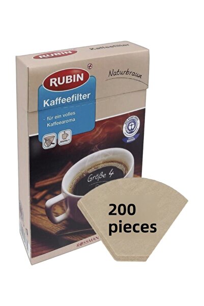 Rubin Coffee Filter Number 4 Large Size Natural Paper 200 Pieces