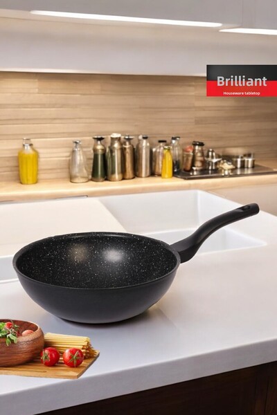 Brillant مقلاة ووك مقاس 26 سم - جرانيت، مقلاة مقاومة للحريق، غير لاصقة، وخالي...