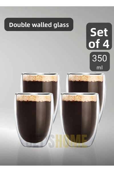 Jet's Home مجموعة من 4 أكواب لاتيه وكابتشينو - أكواب أمريكانو مزدوجة الجدران ...