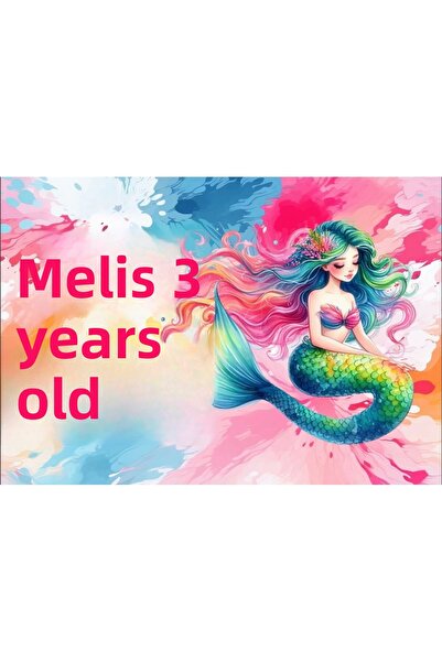 Reysa Tasarım لافتة عيد ميلاد حورية البحر الملونة مقاس 100×150 سم