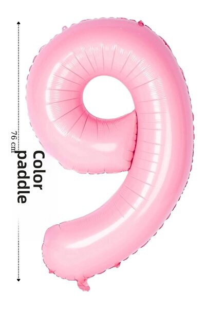 renk party Foil Balloon 9 Number Helium Balloon 76 cm Pink Color - 9 Number B...