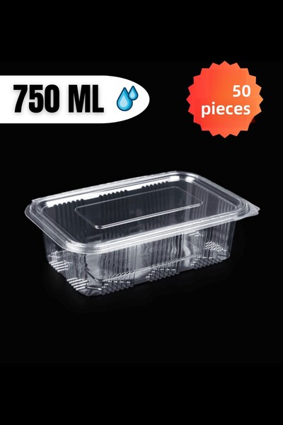 YOK YOK AMBALAJ Disposable Storage Container with Plastic Lid Leak Proof Container 750 ml 50 Pieces