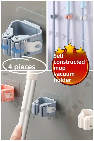 İnfeta Suport pentru mâner pentru perie pentru mop adeziv 4 buc. Ustensile de...
