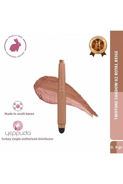 Merythod Twotone Shadow 02 Royal Beige - Double Tone, Sponge Eyeshadow Pen