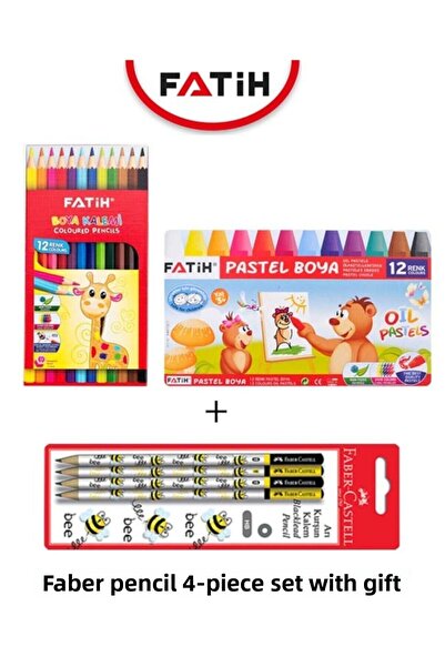 Fatih مجموعة رسم طلابية مكونة من قطعتين (قلم تلوين مثلث + قلم تلوين + مجموعة ...
