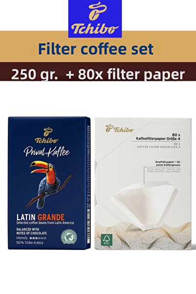 Tchibo قهوة بريفت لاتينية غراندي مطحونة بالفلتر 250 جرام.+ 80 فلتر